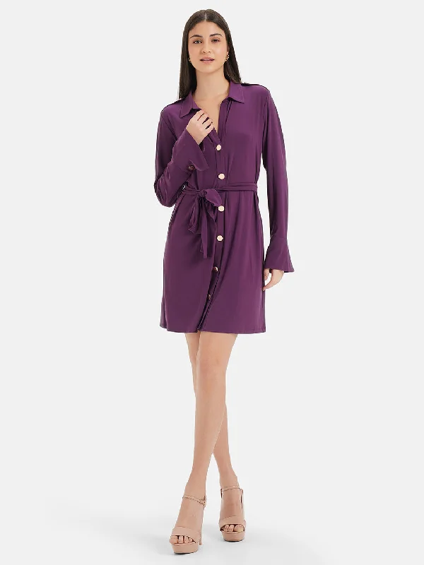 mini dresses-statement fashionMini Shirt Dress With Button Detail