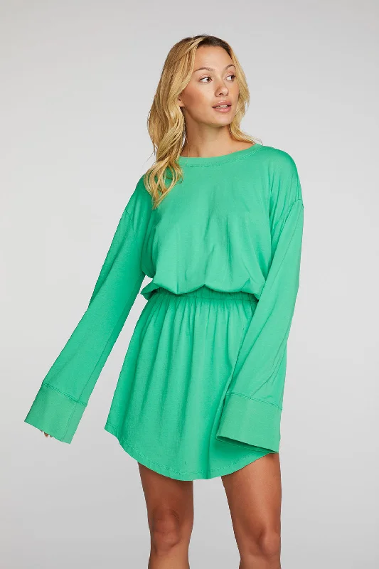 mini dresses-everyday stylish wearCotton Jersey Mini Dress with Wide Sleeves