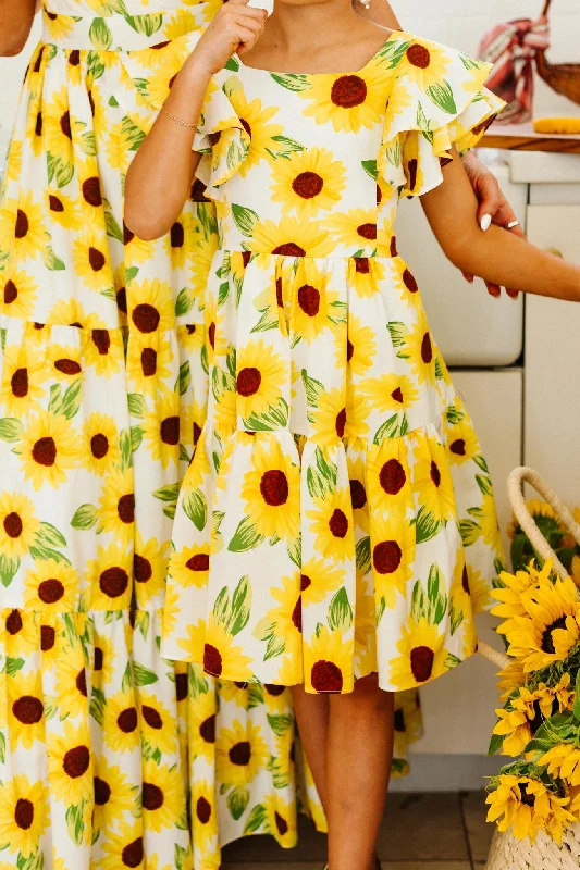 mini dresses-with tiered skirtMini Trixie Dress in Sunflower - FINAL SALE