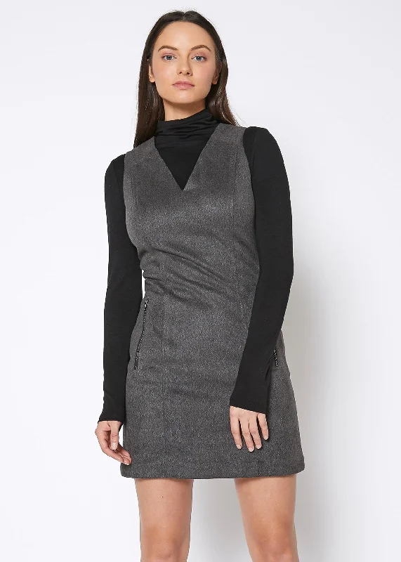 mini dresses-blueBrushed Wool V-Neck Tank Mini Dress