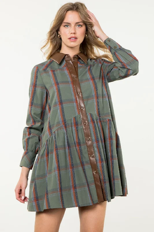 mini dresses-for holiday partyPlaid Button Up Dress