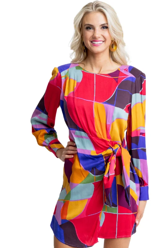 mini dresses-beautiful silhouettesMulti Mosaic Wrap Dress