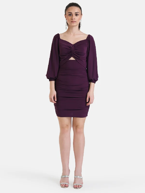 mini dresses-everyday wearRuched Mini Dress With Front Knot