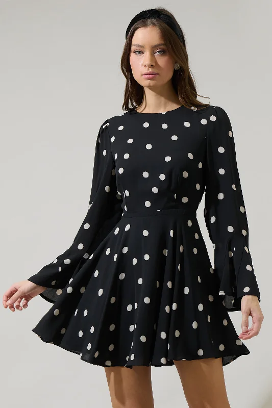 mini dresses-for every occasionKaline Polka Dot Yara Flare Mini Dress