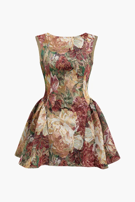 mini dresses-sweet and sexyJacquard Ruched Sleeveless Mini Dress