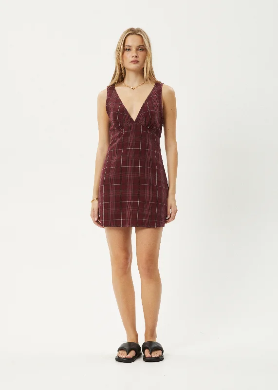 mini dresses-flowy and funAFENDS Womens Eboni - Check Mini Dress - Port