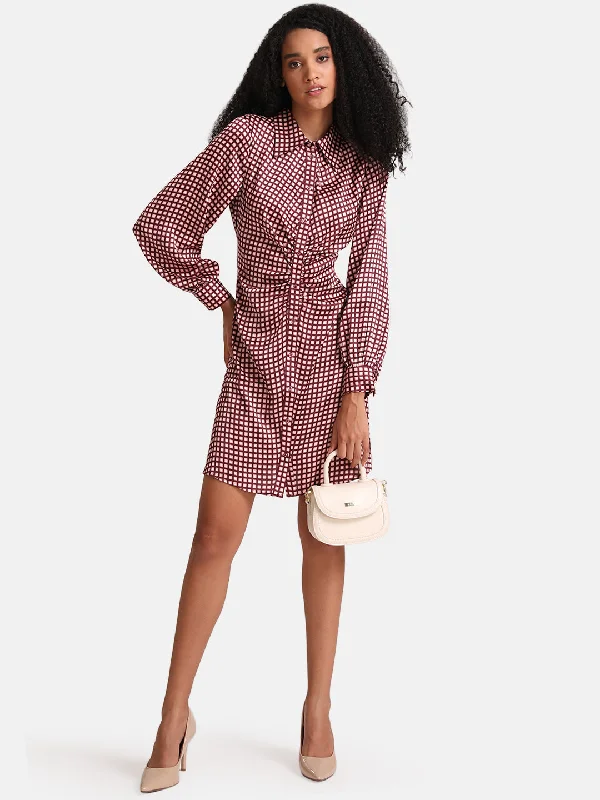 mini dresses-bold and beautifulSatin Shirt Dress With Ruched Detail