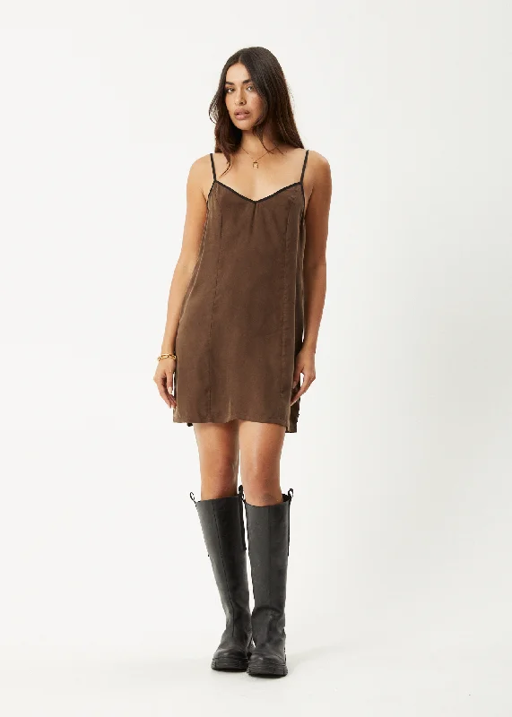 mini dresses-hot looksAFENDS Womens Giselle - Cupro Mini Dress - Coffee