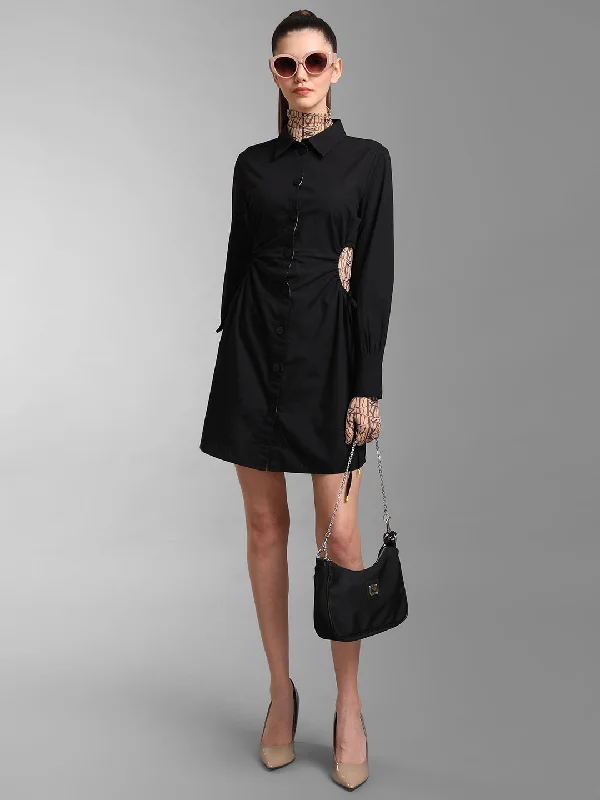 mini dresses-everyday wear dressShirt Dress With Cut-Out