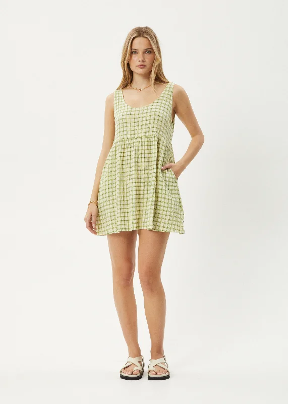 mini dresses-fashion forwardAFENDS Womens Darcy Jesse - Seersucker Mini Dress - Lemongrass Check