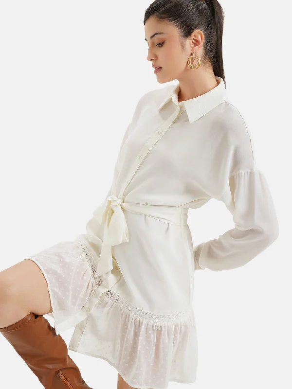 mini dresses-statement dressShirt Dress With Lace Insert