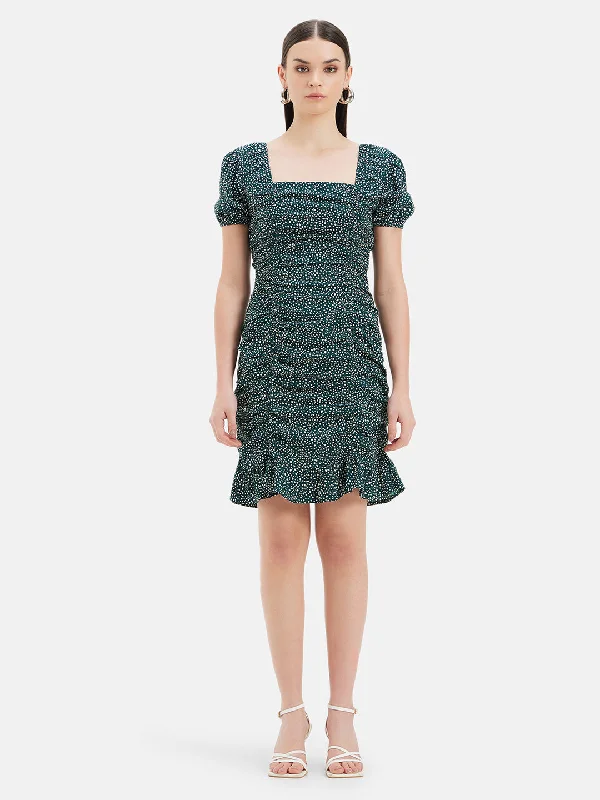 mini dresses-mermaidRuched Printed Mini Dress