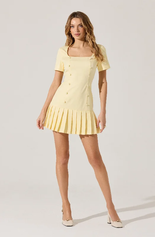 mini dresses-glamorous stylePleated Button Mini Dress