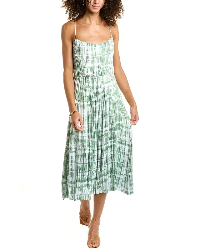 Comfortable midi dresses for moms-Vince Tie-Dye Ruched Silk Midi Dress