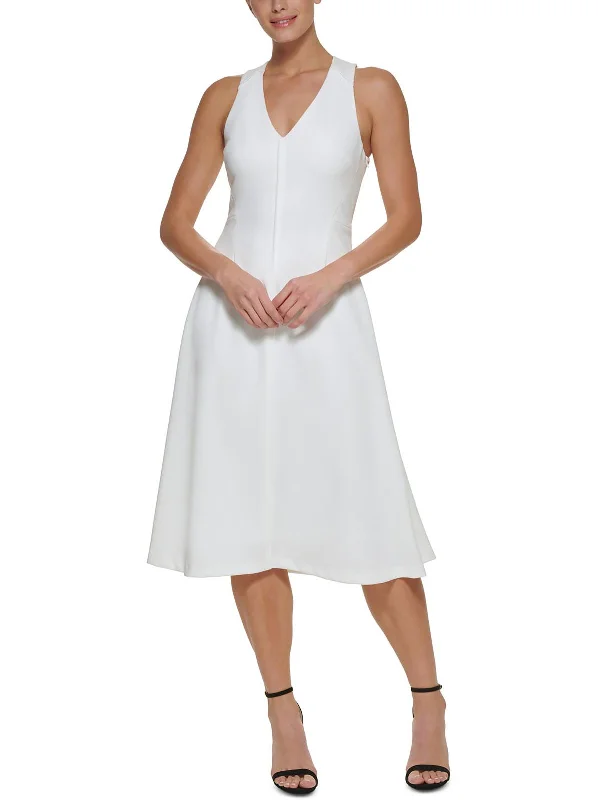 Midi dresses for casual brunches-Womens Sleeveless V-Neck Midi Dress