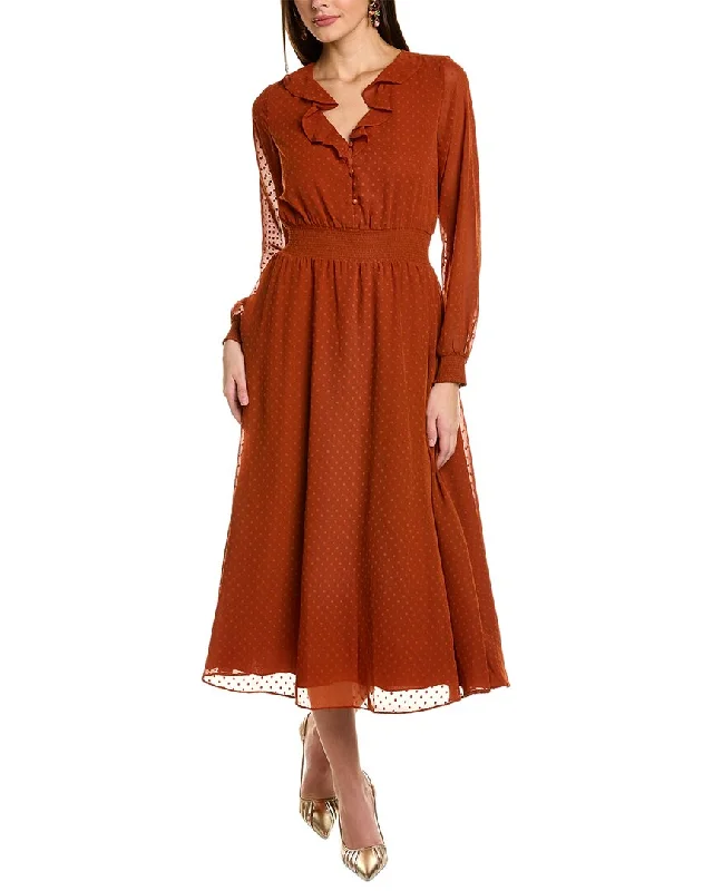 Boho chic midi dresses-Nanette Nanette Lepore Madeline Clip Dot Midi Dress