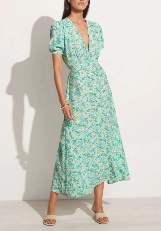 Chic midi dresses for beach vacations-Bellavista Midi Dress in Varenna Floral Print