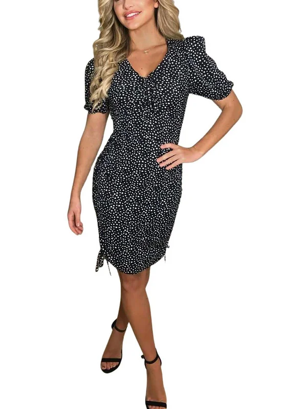 Midi dresses for sophisticated looks-Womens Polka Dot Calf Midi Dress