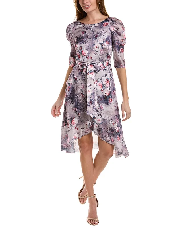 Midi dresses for special family gatherings-Marchesa Notte Floral Textured Charmeuse Midi Dress