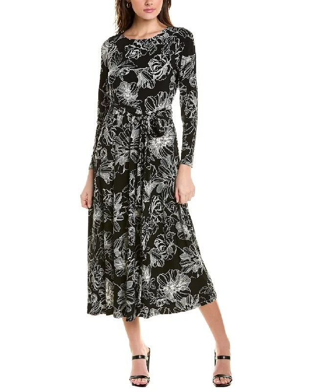 Boho midi dresses for festivals-Anne Klein Floral Midi Dress