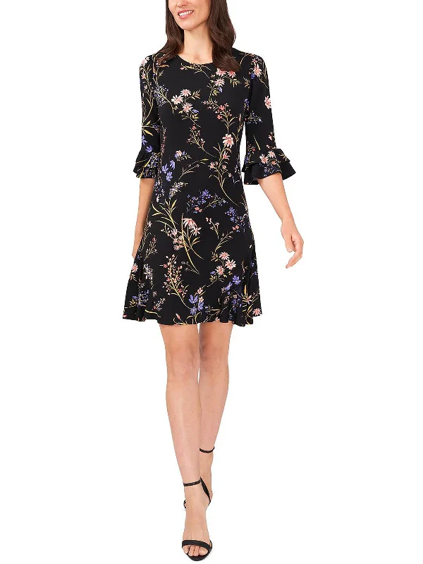 Comfortable midi dresses for family events-Womens Floral Print Midi Midi Dress