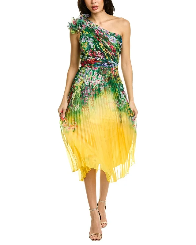 Casual midi dresses for summer festivals-Marchesa Notte One-Shoulder Midi Dress