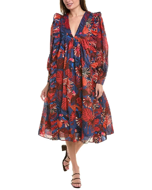 Midi dresses for stylish day trips-FARM Rio Animals Tapestry Midi Dress