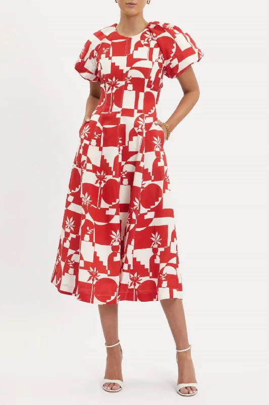 Midi dresses for spring with floral print-Barcelona Midi Dress In Print