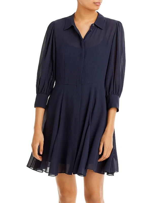 Chic midi dresses for weekend getaways-Womens Collared Midi Shirtdress