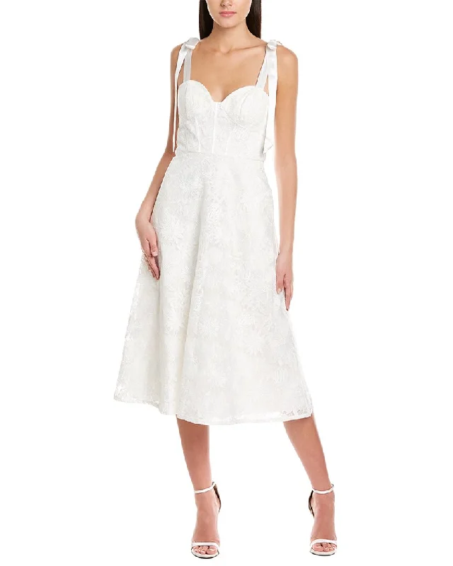 Midi dresses for bridal parties-Aidan by Aidan Mattox Corset Embroidered Midi Dress