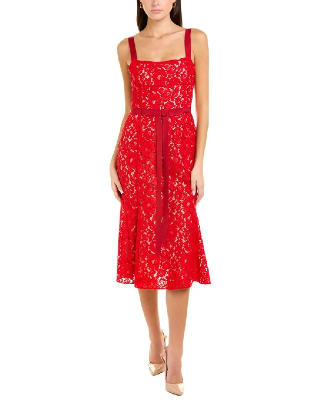 Midi dresses for cocktail events-Oscar de la Renta Lace Midi Dress