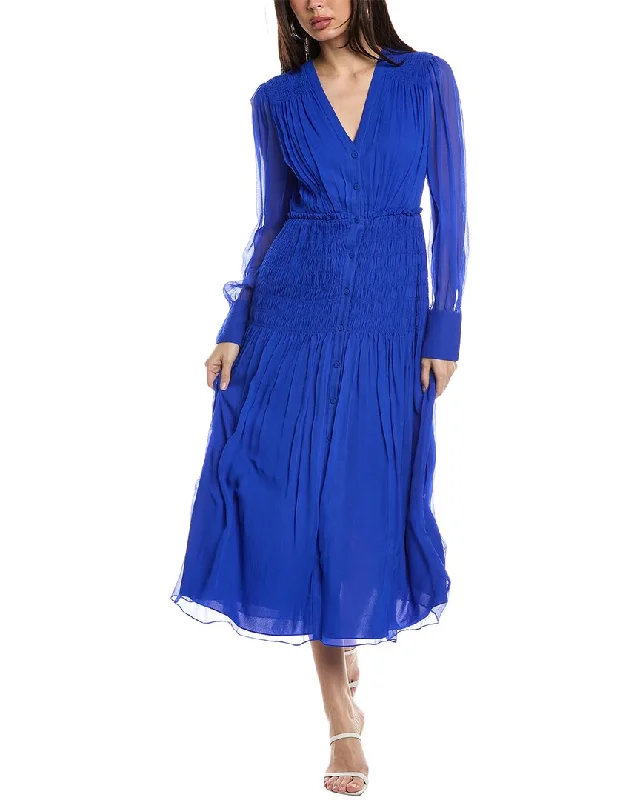 Casual midi dresses for women-Jason Wu V-Neck Chiffon Silk Midi Dress