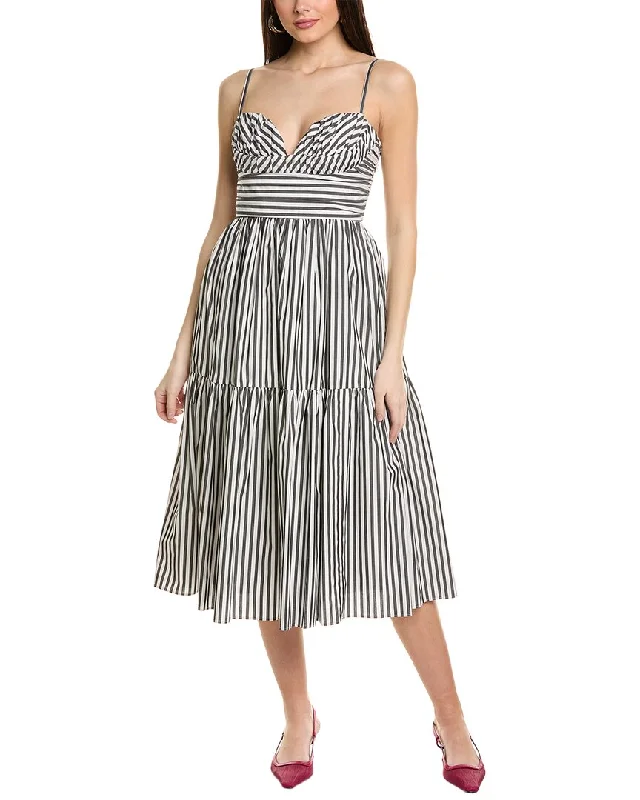 Casual midi dresses with trendy prints-Carolina Herrera Spaghetti Strap Gathered Bodice Midi Dress