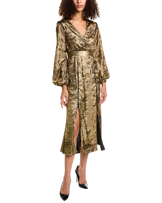 Midi dresses for dinner parties-Roberto Cavalli Metallic Midi Dress