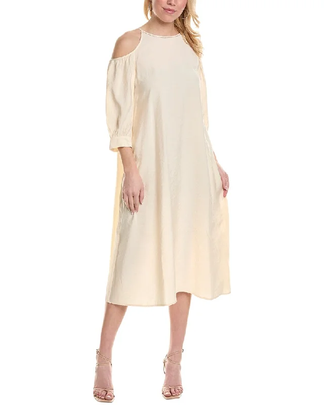 Comfortable midi dresses for weekend relaxation-Peserico Cold-Shoulder Midi Dress