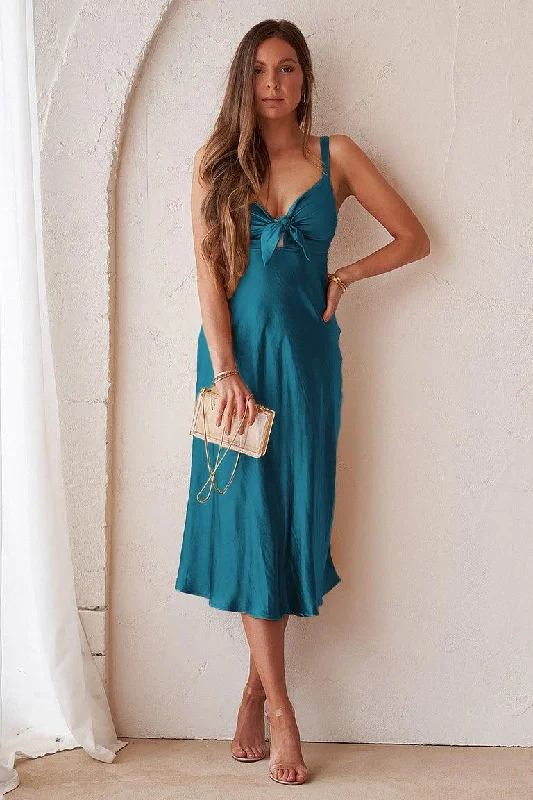 Comfortable midi dresses for a breezy day-Gala Midi Dress - Teal