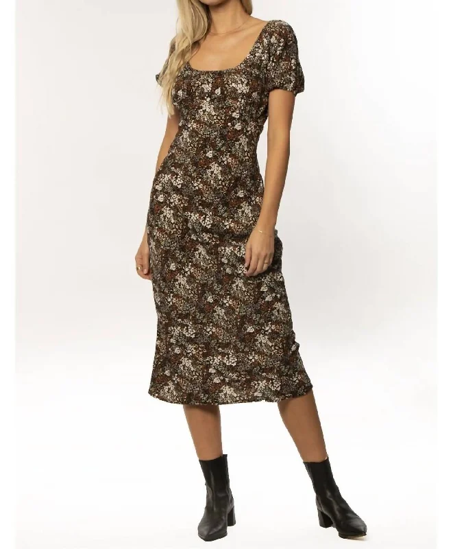 Midi dresses for a romantic evening-Floral Fitted Midi Dress