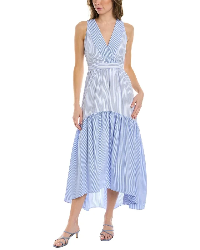 Midi dresses with fitted waist-MAISON TARA Striped Midi Dress