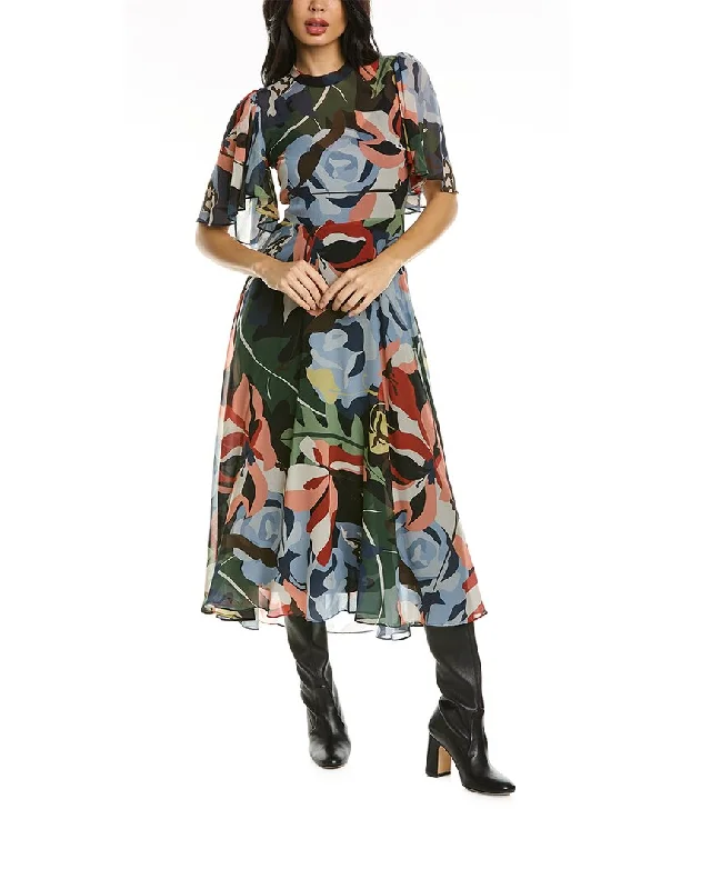 Midi dresses for spring-Rebecca Taylor Botanical Garden Silk-Blend Midi Dress