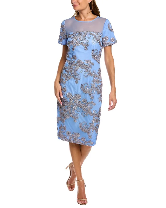 Midi dresses for mothers of the bride-JS Collections Cheyenne Illusion Midi Dress