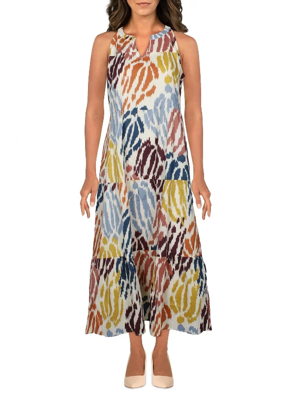 Casual midi dresses for relaxed summer evenings-Womens Printed Halter Midi Dress