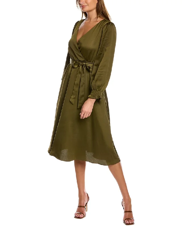 Midi dresses with front pockets for comfort-Taylor Surplice Midi Dress