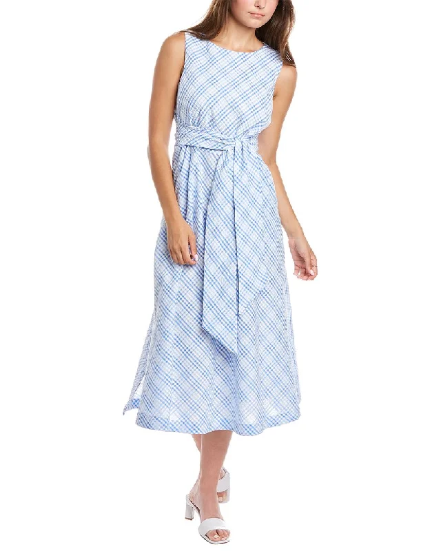 Midi dresses for bridesmaids with floral prints-Anne Klein Seersucker Midi Dress