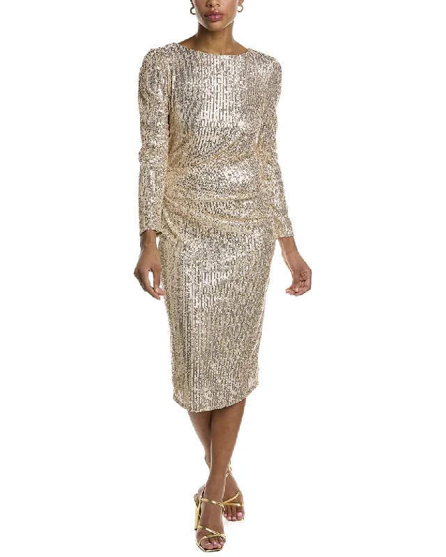 Midi dresses with puff sleeves-Nanette Lepore Sequined Midi Dress