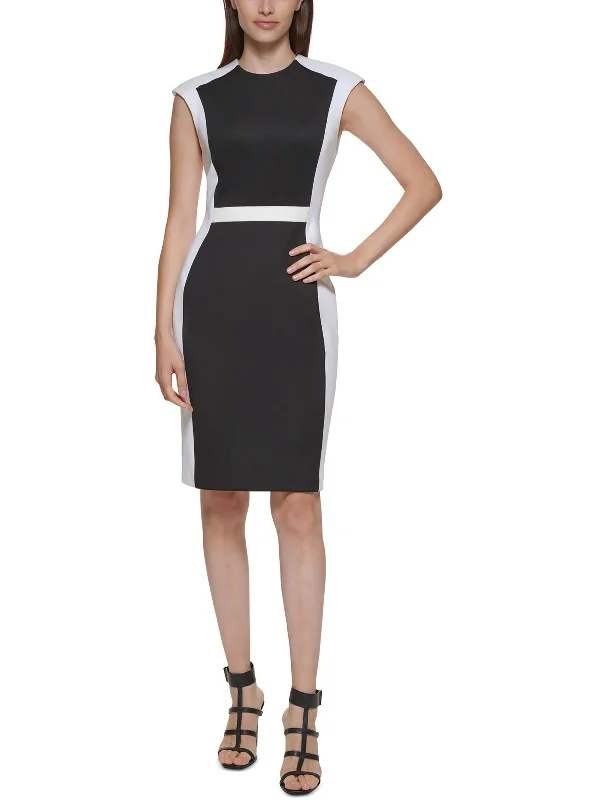 Midi dresses with ruching for a chic silhouette-Womens Scuba Midi Sheath Dress