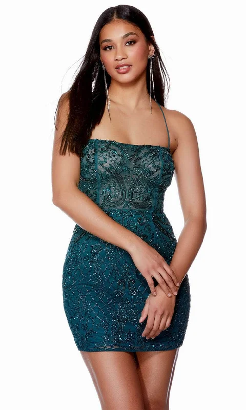 Alyce Paris 4659 - Beaded Strappy Back Cocktail Dress