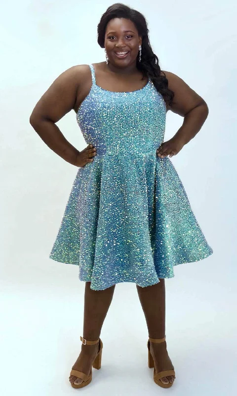 Sydney's Closet SC8125 - Scoop Neck Sparkly Cocktail Dress